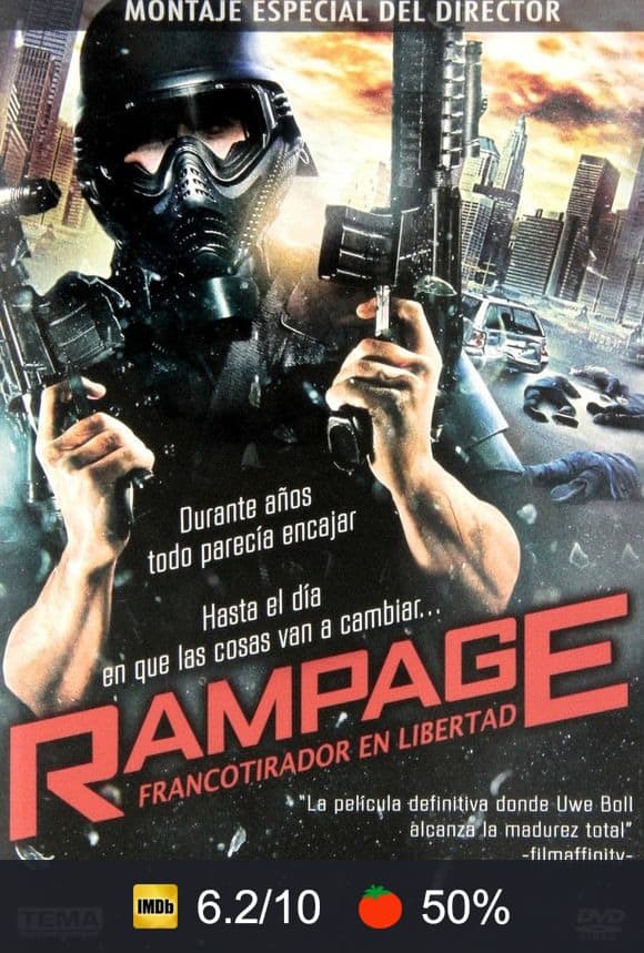 Cartel de Rampage. Francotirador en libertad