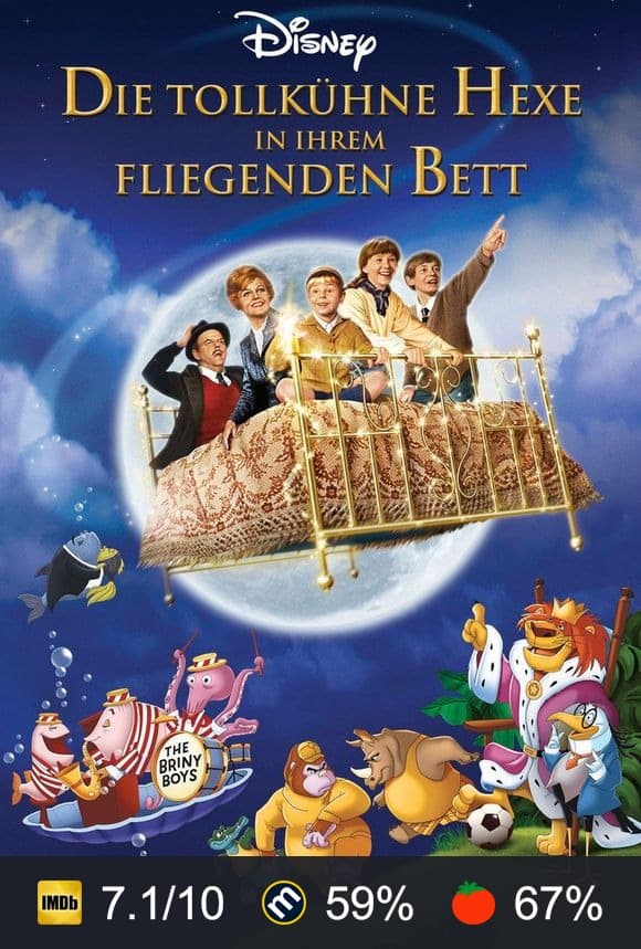 Poster von Die tollkühne Hexe in ihrem fliegenden Bett
