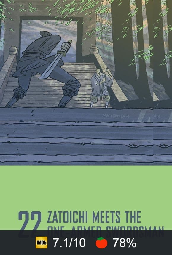 Cartel de Zatoichi conoce al espadachín manco