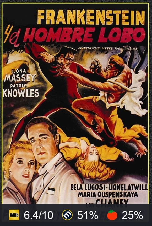 Cartel de Frankenstein y el hombre lobo