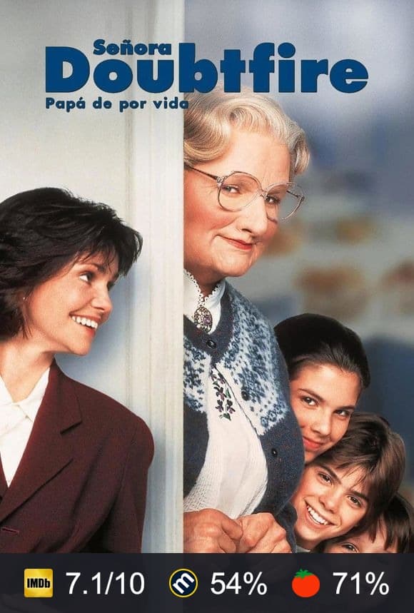 Cartel de Señora Doubtfire: Papá de por vida